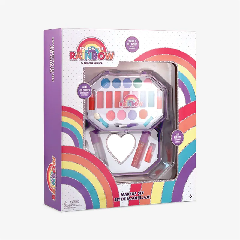 2 Decks Large Octagonal Makeup Case, Follow the Rainbow